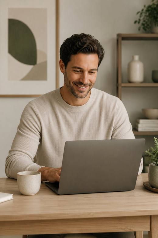 A relaxed telehealth check-in from home